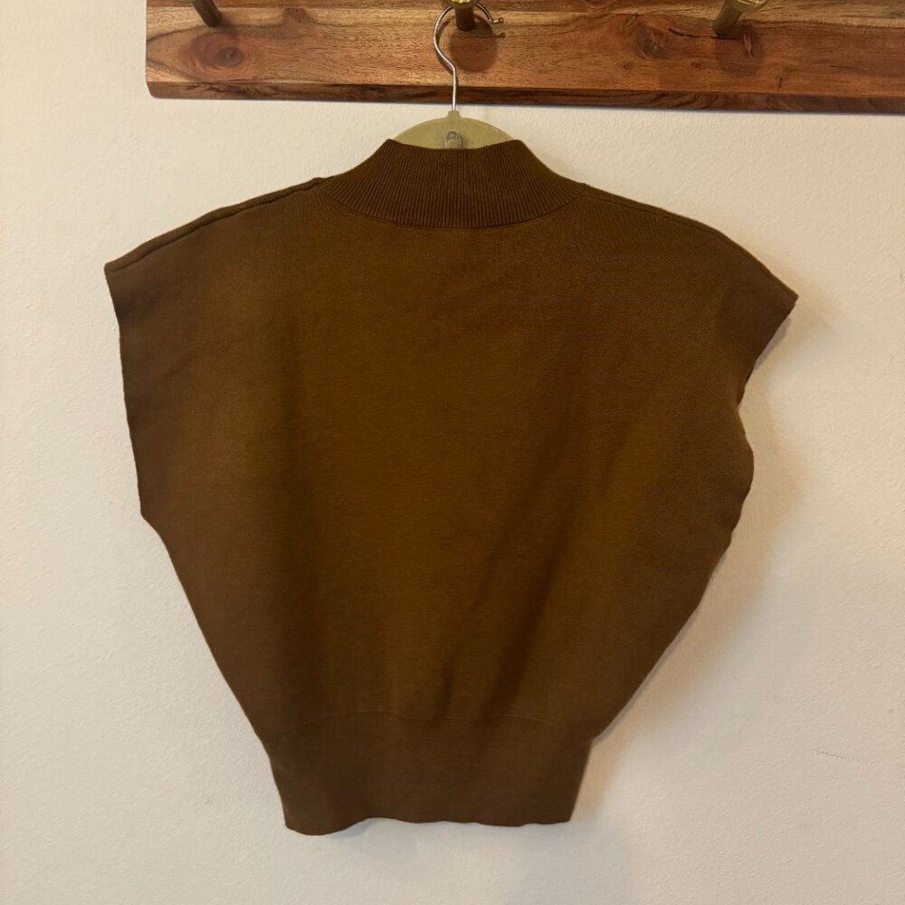 Leisurely Solid Pullover Sweater Vest in Light Brown - Picture 3 of 4